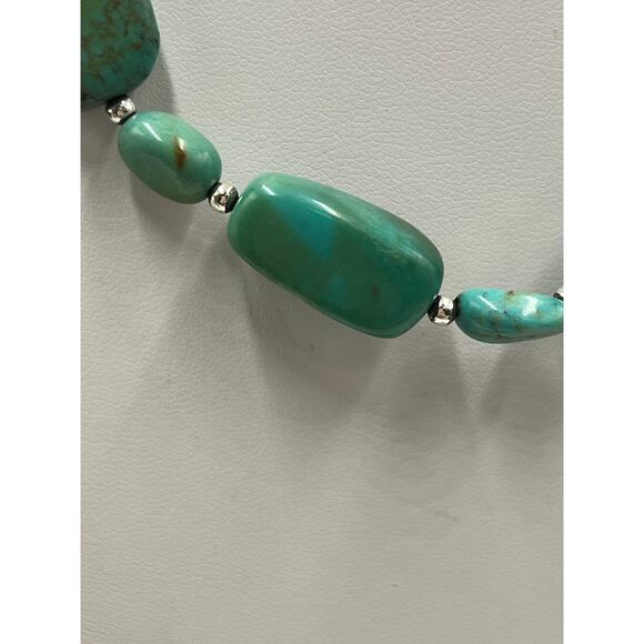 Turquoise Nugget Sterling Silver Clasp Blue Green Natural Stone Necklace
Beads - Picture 3 of 14